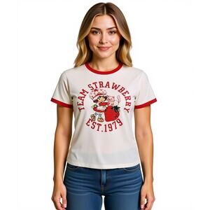 Strawberry Shortcake Fitted Babydoll T Shirt Sz L Y2K 80s 90s Style Retro